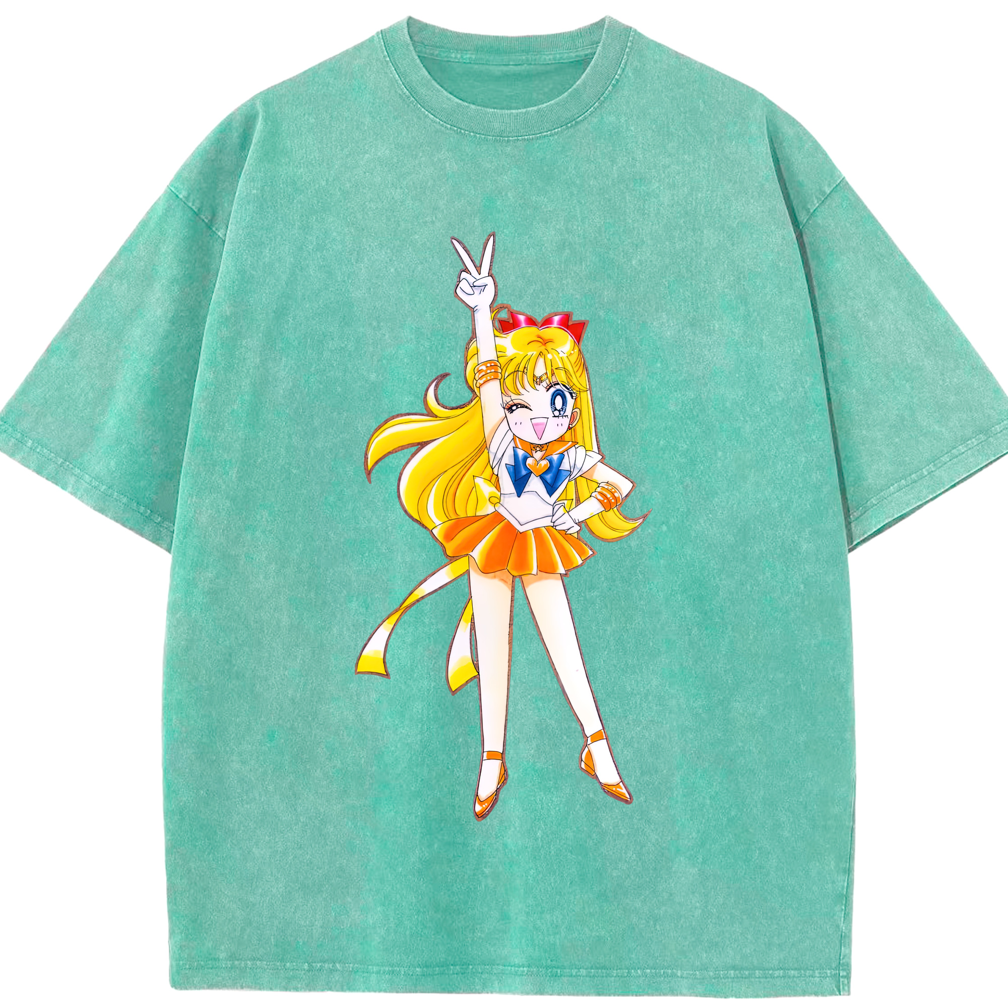 （画像用） 美少女戦士セーラームーン 愛野 美奈子 あいの みなこ Sailor Moon Aino Minako 綿100% ヴィンテージ風 半袖Tシャツ（フロントプリント）
